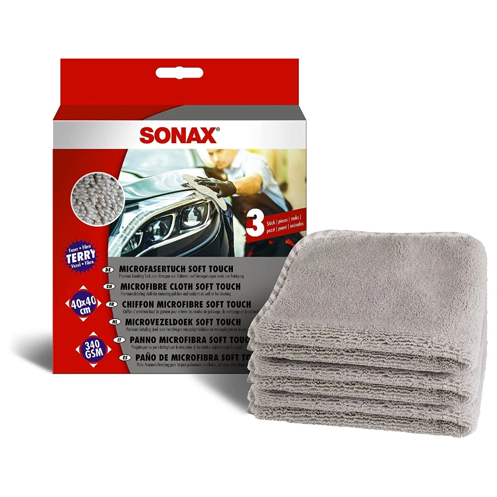 SONAX Microfaser Tuch Soft Touch набор салфеток из микрофибры 40х40 см 340 gsm 3 шт