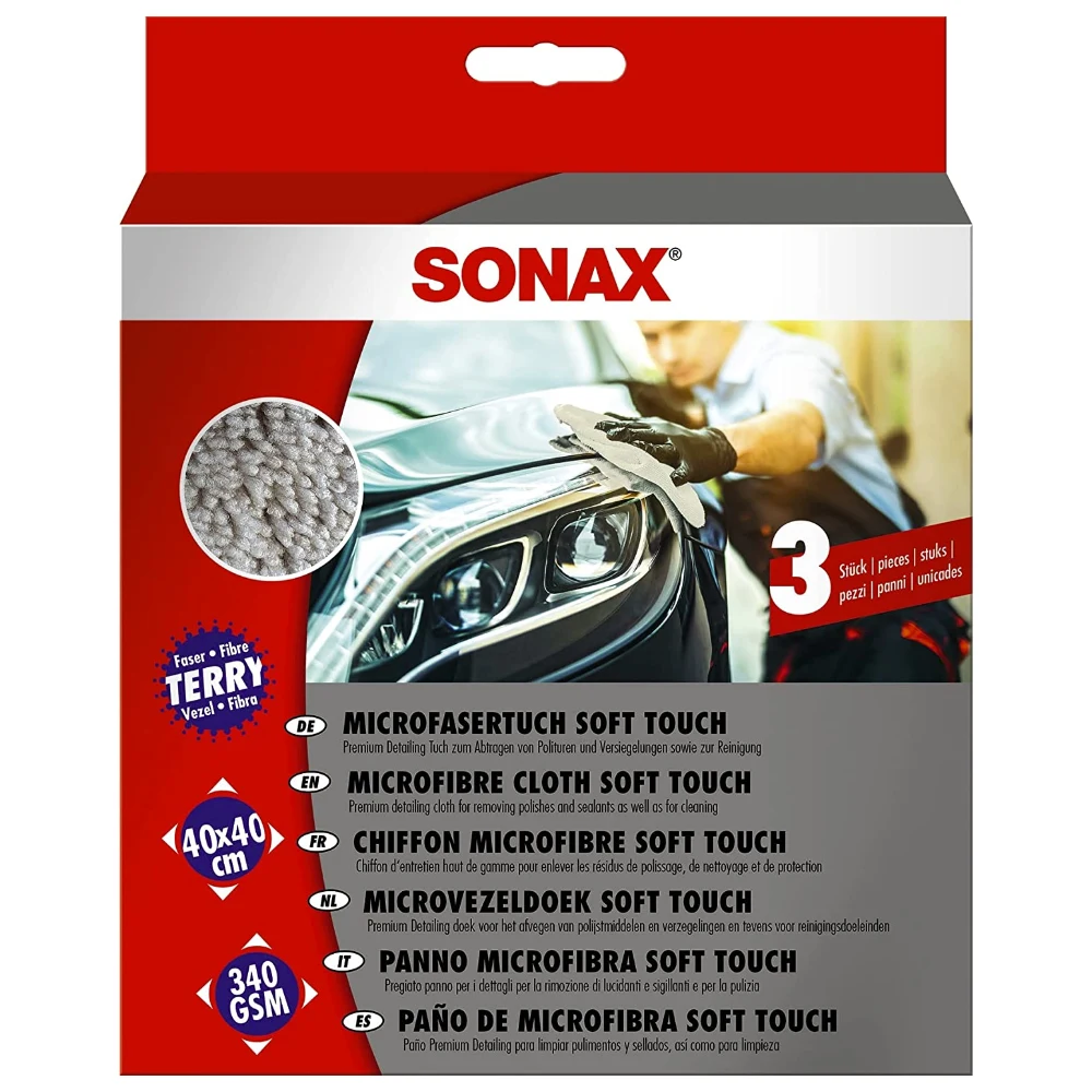 SONAX Microfaser Tuch Soft Touch набор салфеток из микрофибры 40х40 см 340 gsm 3 шт