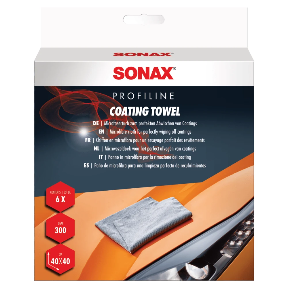 SONAX PROFILINE Coating Towel набор салфеток из микрофибры 40х40 см 300 gsm 6 шт