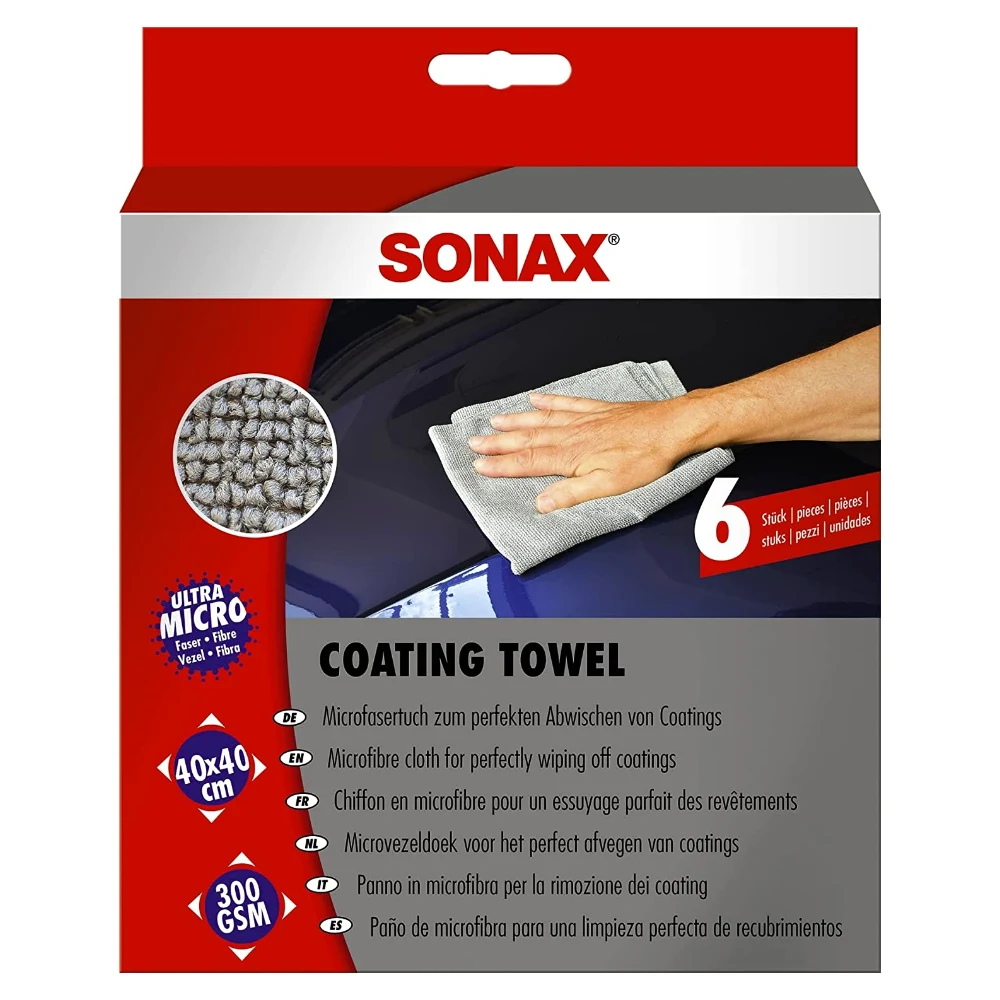 SONAX PROFILINE Coating Towel набор салфеток из микрофибры 40х40 см 300 gsm 6 шт