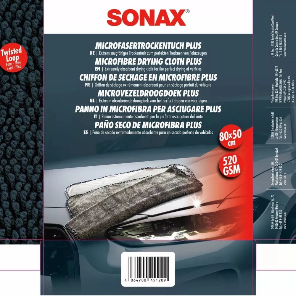 SONAX Microfaser Trocken Tuch Plus полотенце из микрофибры 80х50 см 520 gsm