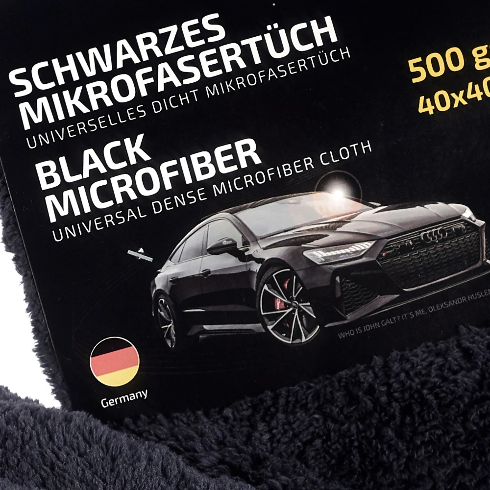 WIPERS Schwarzes MikrofaserTüch черная универсальная салфетка из микрофибры (Германия) 40х40 см 500 gsm
