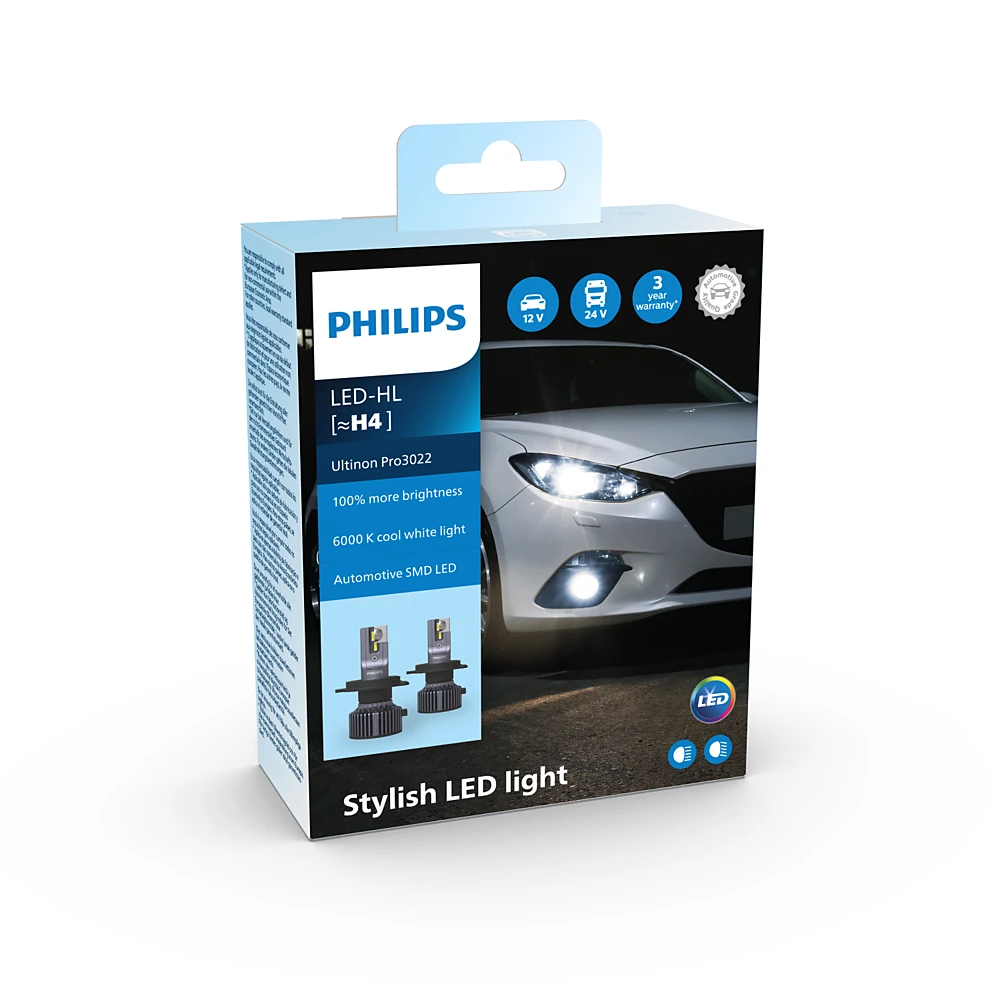Лампи ближнього світла PHILIPS Ultinon Pro3022 H4 0K 2 шт.