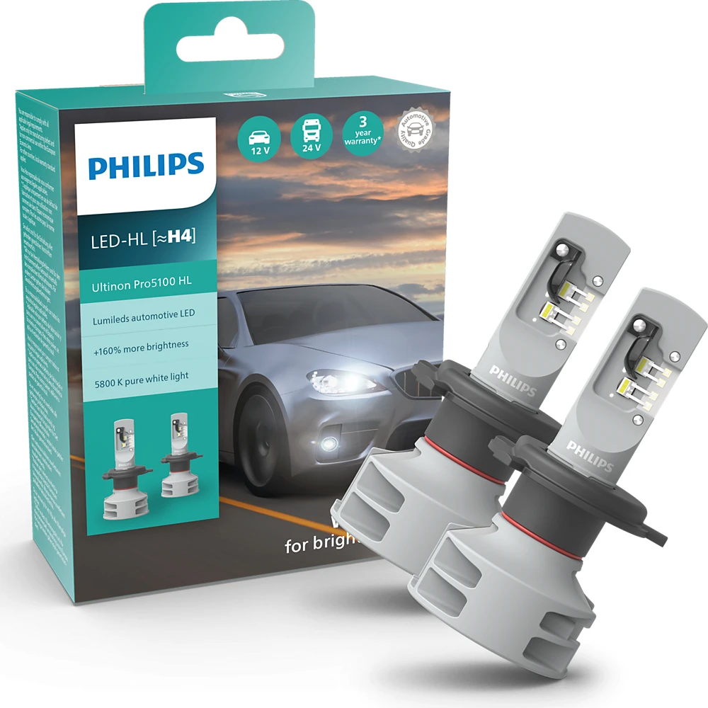 Лампи ближнього світла PHILIPS Ultinon Pro5100 H4 5800K 2 шт.