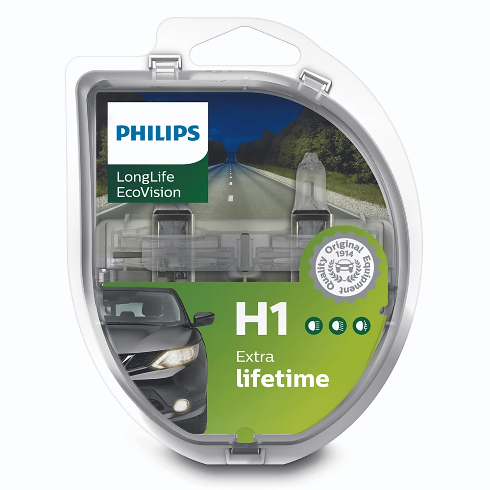 Лампи дальнього світла PHILIPS LongLife EcoVision H1 0K 1 шт. для Citroen C5 2001–2004 універсал