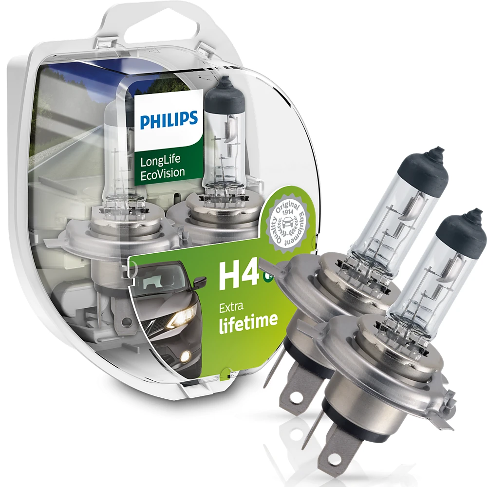 Лампи дальнього світла PHILIPS LongLife EcoVision H4 0K 1 шт.
