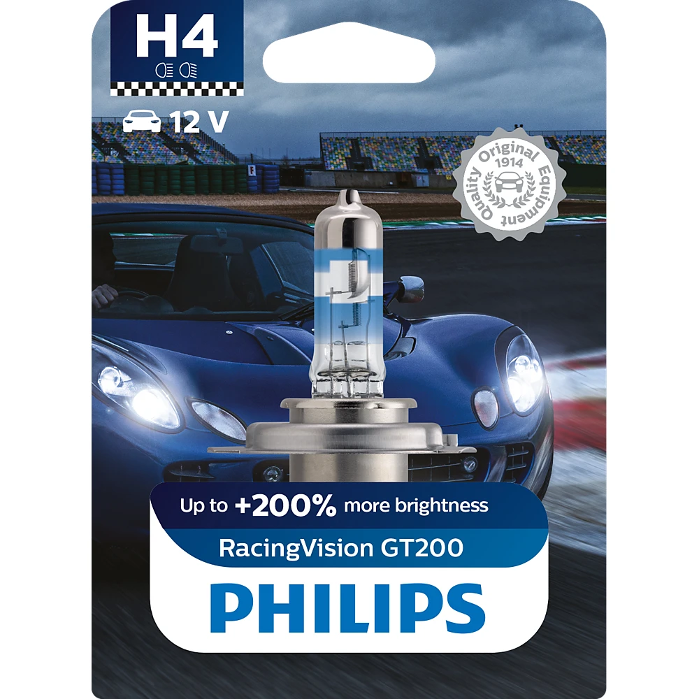 Лампы дальнего света PHILIPS RacingVision GT200 H4 0K 1 шт. для Citroen Dispatch 2007–2016 грузовой
