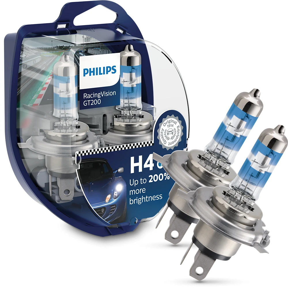 Лампи дальнього світла PHILIPS RacingVision GT200 H4 0K 1 шт.