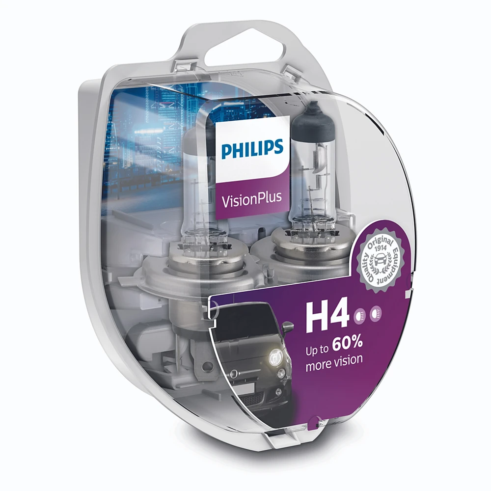 Лампи дальнього світла PHILIPS VisionPlus H4 0K 1 шт.