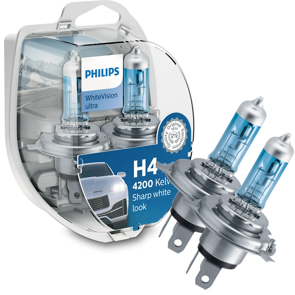 Лампи дальнього світла PHILIPS WhiteVision Ultra H4 0K 1 шт.