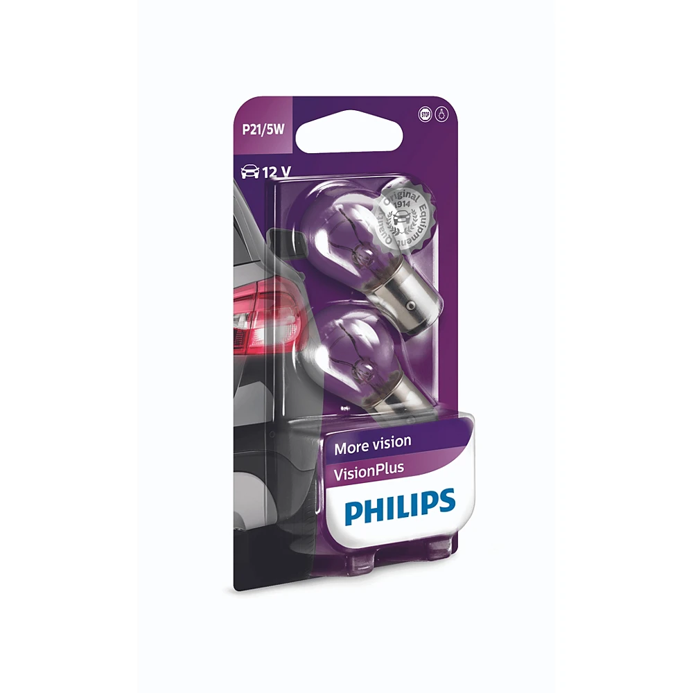 Лампы задних габаритов PHILIPS VisionPlus P21/5W 0K 2 шт.