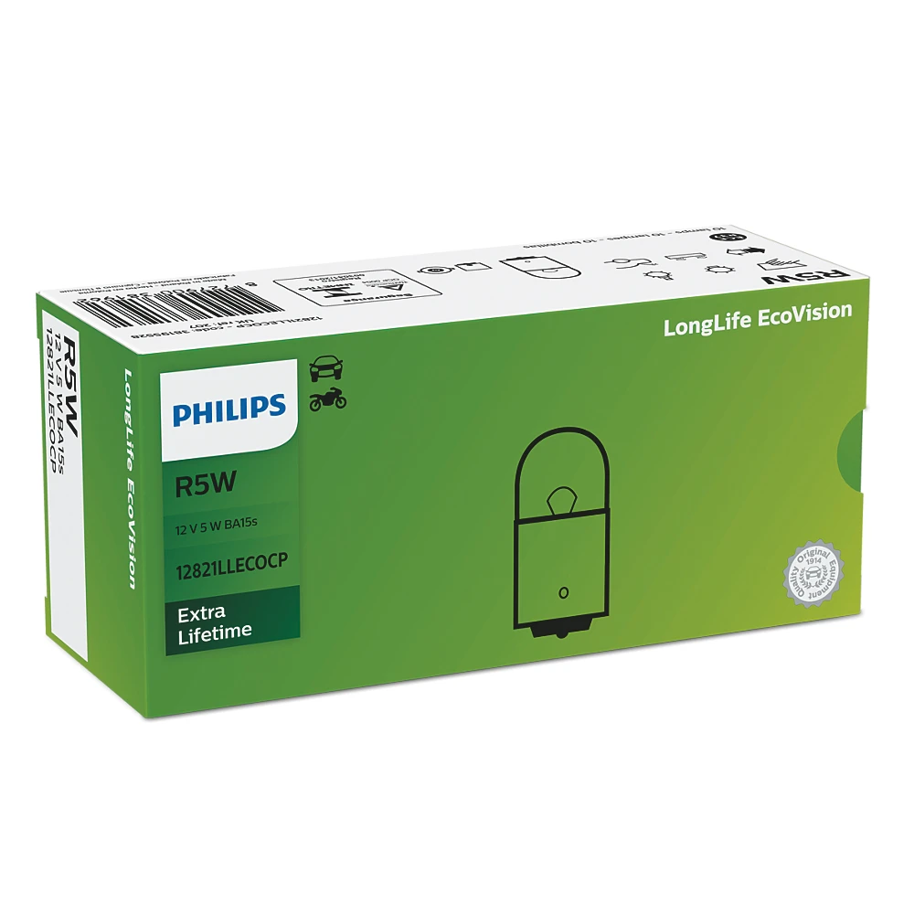 Лампы подсветки номера PHILIPS LongLife EcoVision R5W 0K 10 шт.