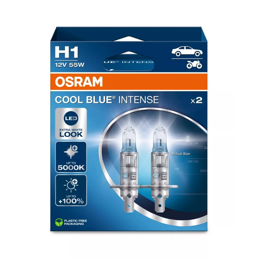 Лампи дальнього світла OSRAM COOL BLUE INTENSE H1 5000K 2 шт. для Citroen C4 2018–2026 Cactus F3 | хетчбек