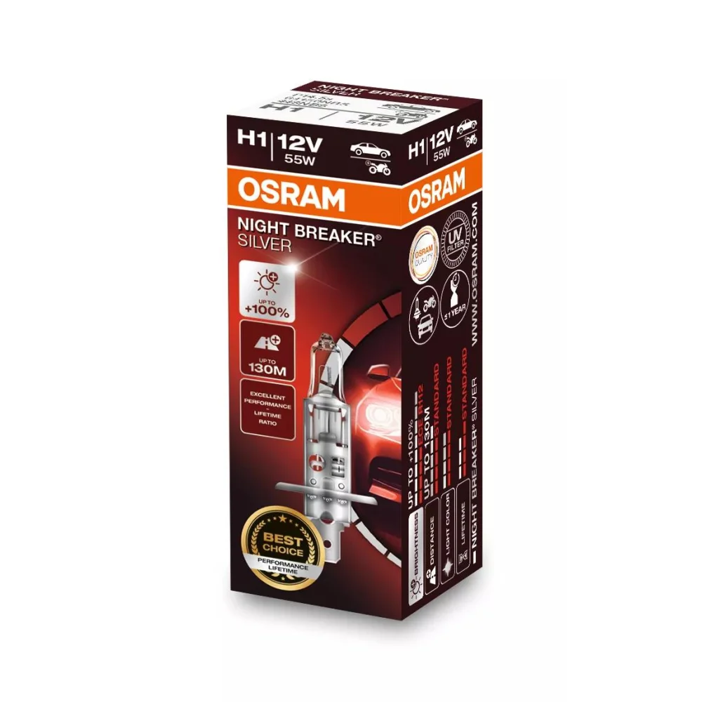 Лампи протитуманних фар OSRAM NIGHT BREAKER SILVER H1 3200K 2 шт. для Citroen Nemo 2008–2026 MPV