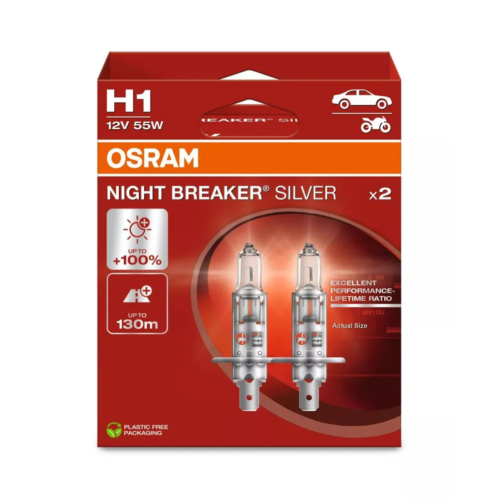 Лампи протитуманних фар OSRAM NIGHT BREAKER SILVER H1 3200K 2 шт. для Citroen Nemo 2008–2026 MPV