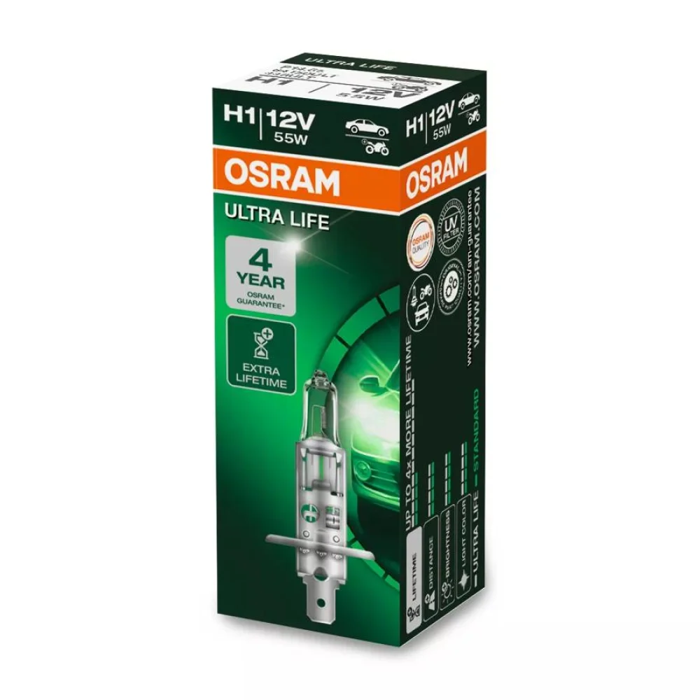 Лампи дальнього світла OSRAM ULTRA LIFE H1 3200K 2 шт. для Opel Combo 2018–2026 MPV