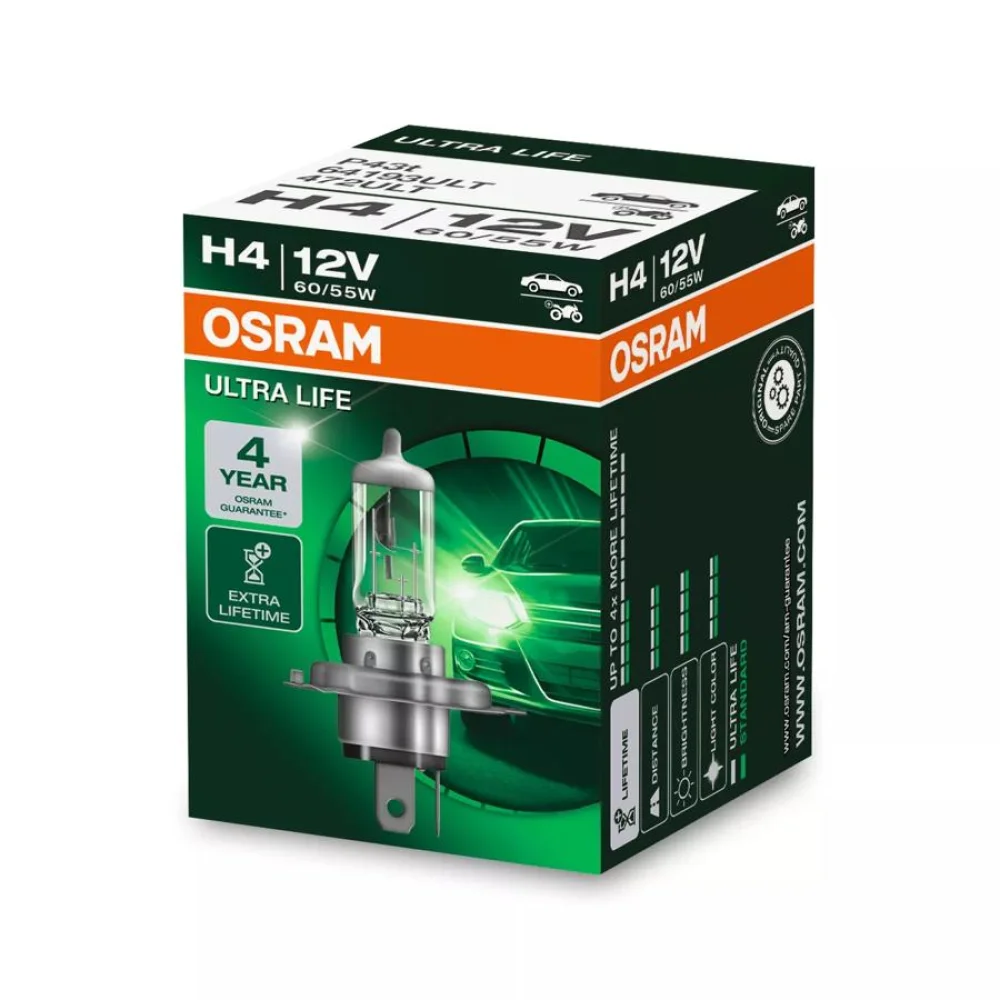 Лампи дальнього світла OSRAM ULTRA LIFE H4 3200K 2 шт. для Suzuki Swift 2017–2026 хетчбек
