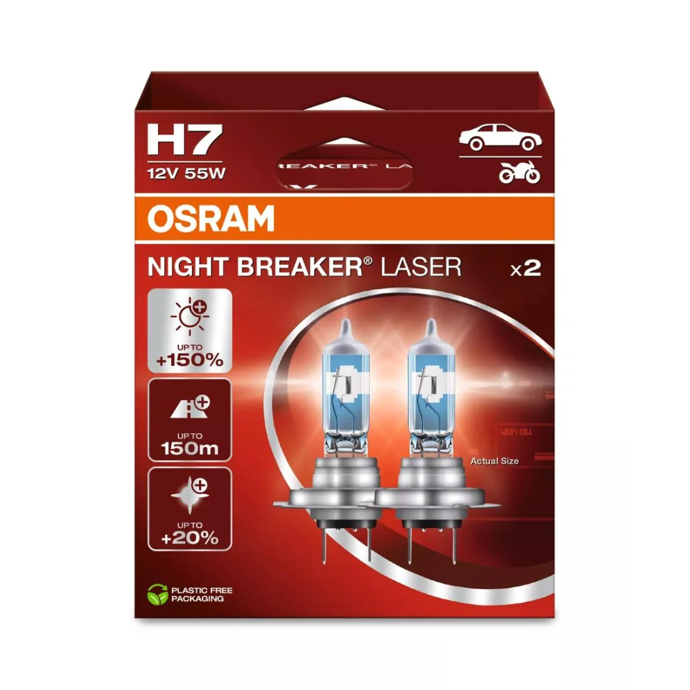 Лампи дальнього світла OSRAM NIGHT BREAKER LASER H7 3900K 2 шт. для Citroen C4 2020–2026 хетчбек