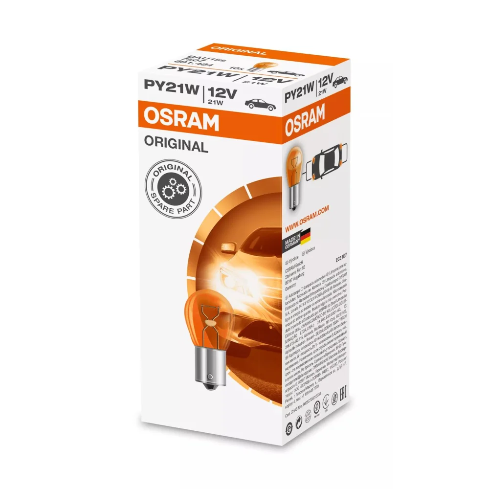Лампи передніх покажчиків повороту OSRAM ORIGINAL METAL BASE PY21W 1 шт. для DS DS5 2015–2026 хетчбек