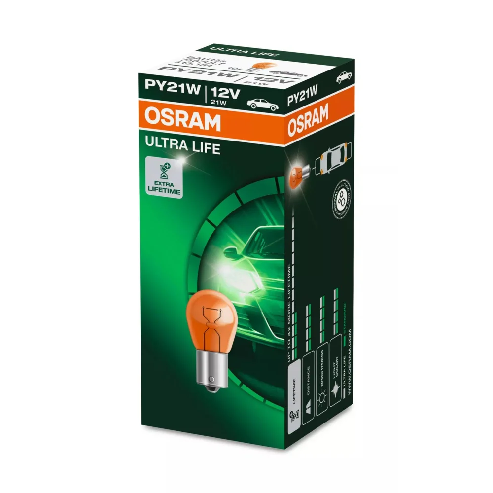 Лампи передніх покажчиків повороту OSRAM ULTRA LIFE PY21W 2 шт. для DS DS3 2015–2026 кабріолет