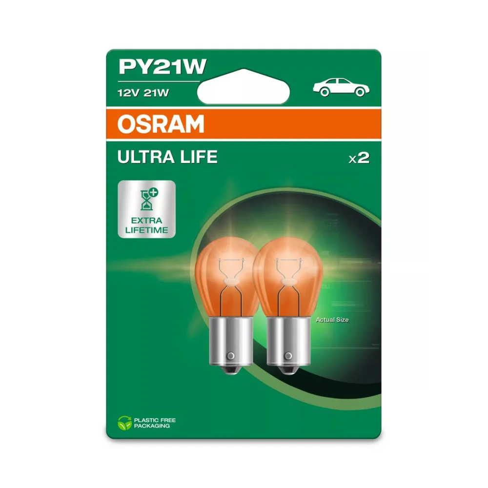 Лампи передніх покажчиків повороту OSRAM ULTRA LIFE PY21W 2 шт. для DS DS3 2015–2026 кабріолет