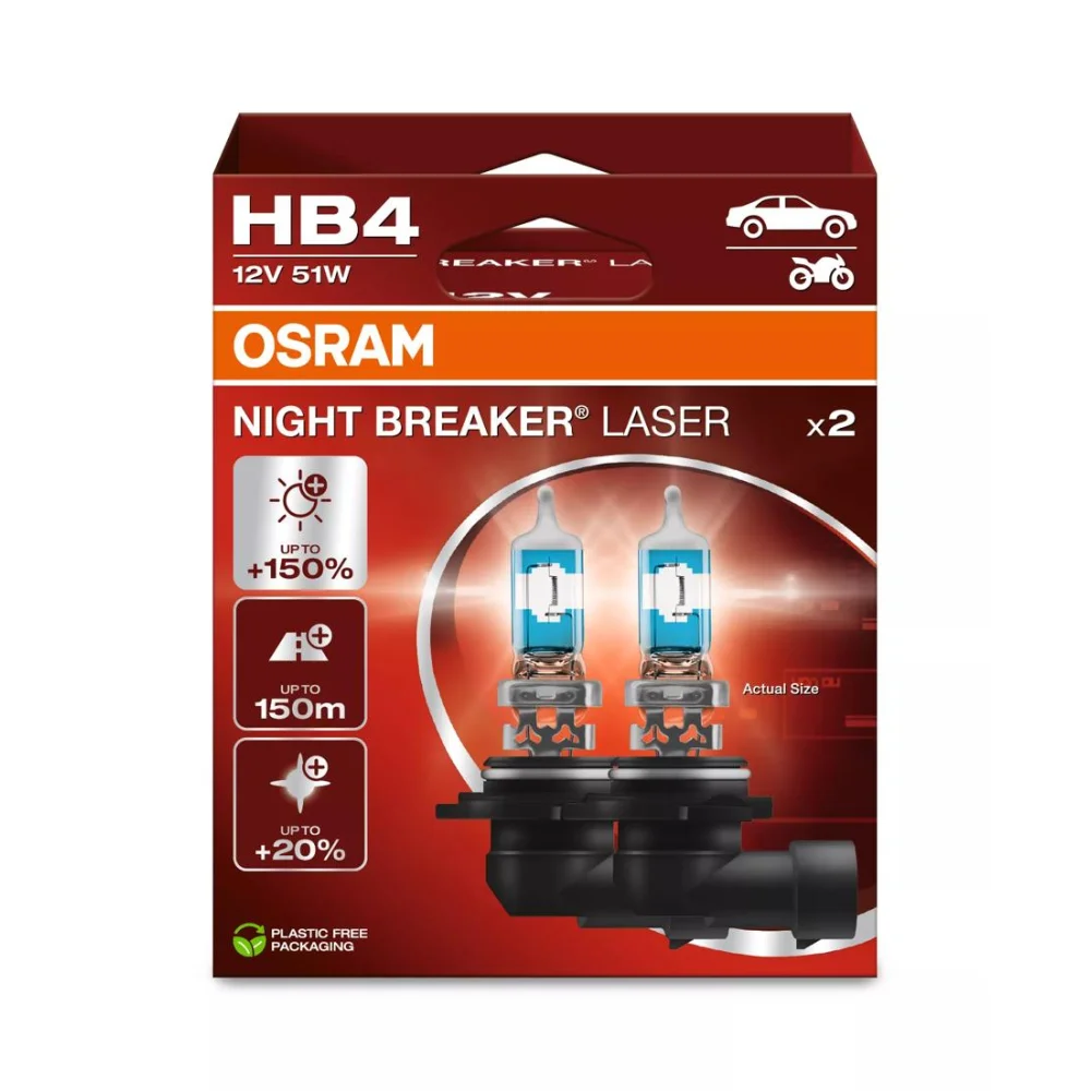 Лампи протитуманних фар OSRAM NIGHT BREAKER LASER HB4 3900K 2 шт. для Kia Stonic 2017–2026 SUV
