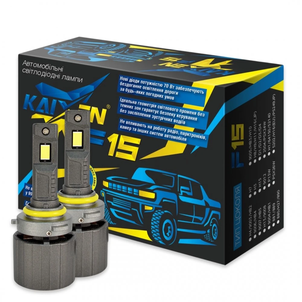 Лампи протитуманних фар KAIXEN LED Can Bus EMC F15 HB4 6000K 2 шт.