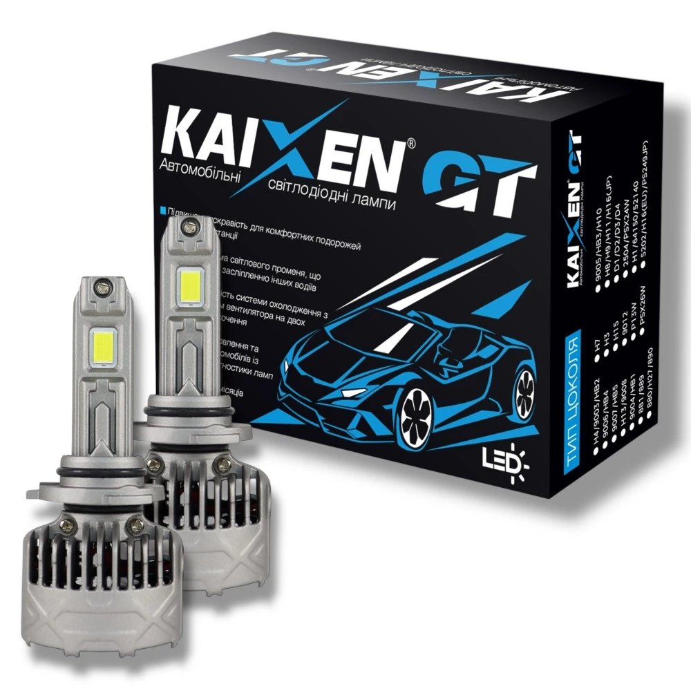 Лампи дальнього світла KAIXEN LED GT2 Can Bus Ready +450% HB3 6000K 2 шт.