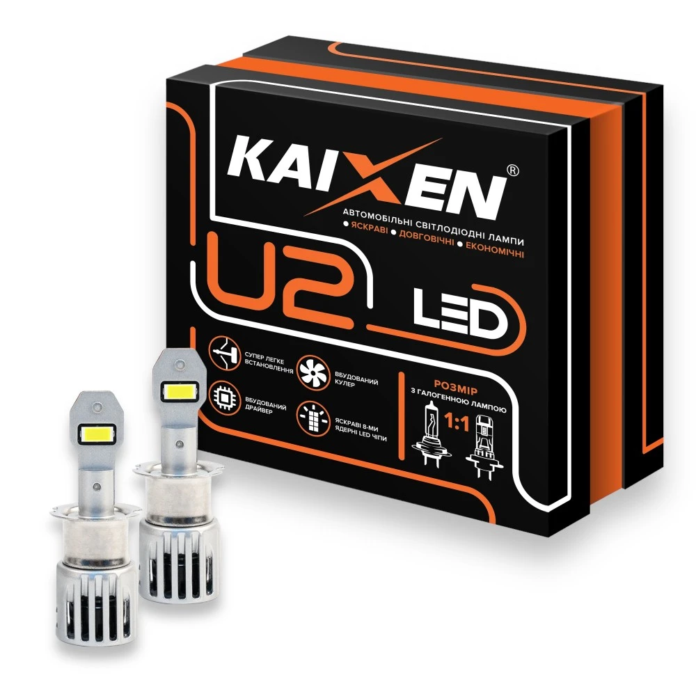 Лампи протитуманних фар KAIXEN LED U2 H3 6000K 2 шт.